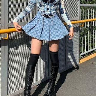 Plaid Pattern Pleated Skirt