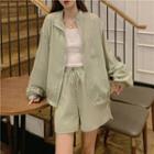 Long-sleeve High-neck Zip Jacket / Shorts