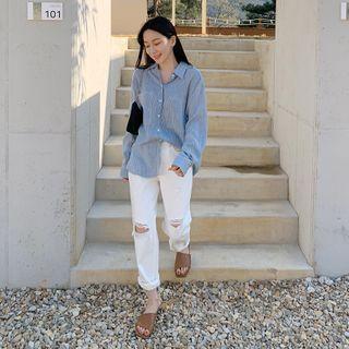 Ripped Cotton Relaxed-fit Pants