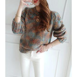 Round-neck Multicolor Sweater Khaki - One Size
