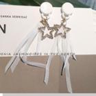 Rhinestone Star Fabric Fringed Earring 1 Pair - As Shown In Figure - One Size