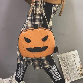 Halloween Pumpkin Faux Leather Crossbody Bag