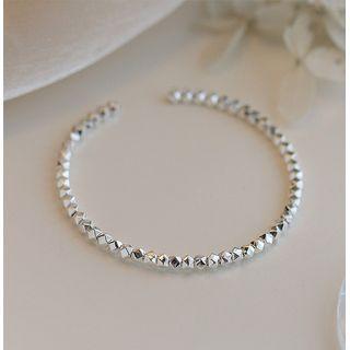 Geometric Sterling Silver Open Bangle 1 Pc - Silver - One Size