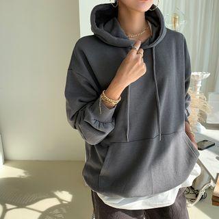 Kangaroo-pocket Cotton Hoodie Charcoal Gray - One Size