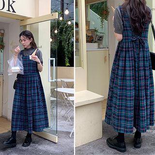 Sleeveless Tie-back Plaid Dress