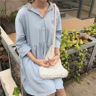 3/4 Sleeve Collared Midi Dress