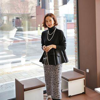 Turtleneck Ruffle Peplum Top