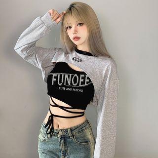Set: Lettering Tank Top + Cropped T-shirt