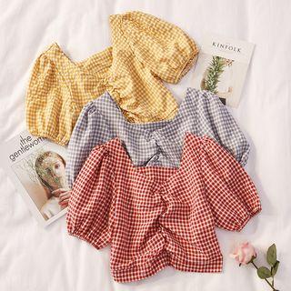 Checked Cropped Top