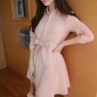 3/4 Sleeve Bow-tied Chiffon Shirtdress