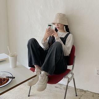 Plus Size Straight-cut Overall Pants