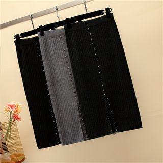 Bead Midi Knit Skirt