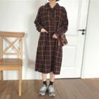 Plaid Shirtdress As Shown In Figure - One Size