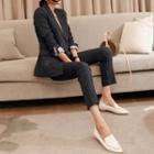Suit Set: Long Sleeve Striped Blazer + Striped Dress Pants