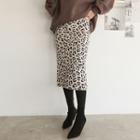 Leopard Midi H-line Skirt