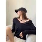 Asymmetrical Long-sleeve T-shirt / Camisole Top / A-line Skirt