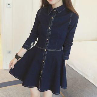 Long Sleeve Button Denim Shirtdress