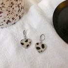 Leopard Print Heart Drop Earring 1 Pair - Ndyz297 - White - One Size