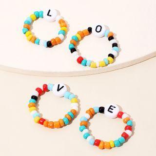 Set Of 4: Alphabet Bead Ring Set Of 4 - Love - One Size