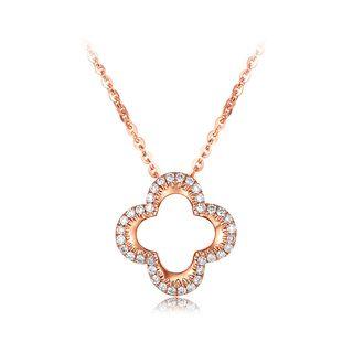 925 Sterling Silver Clover Pendant With White Austrian Element Crystal And Necklace