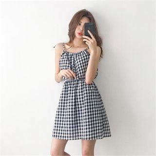Spaghetti-strap Gingham A-line Sundress