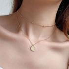Alloy Disc Pendant Layered Choker Necklace As Shown In Figure - One Size