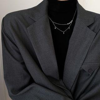 Star Pendant Layered Sterling Silver Necklace 925 Silver - Silver - One Size