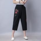 Wide-leg Cropped Embroidered Pants