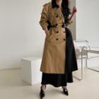 Two-tone Cotton Trench Coat Beige - One Size