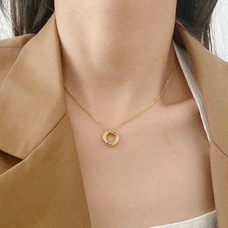 Hoop Pendant Alloy Necklace K81 - Gold - One Size