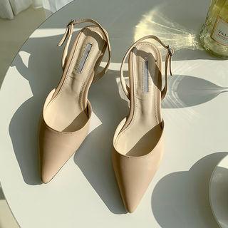 Mid-heel Pointy Slingback Mules