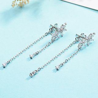 Rhinestone Flower Earring 1 Pair - White Gold - One Size