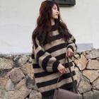 Striped Sweater / Pleated Midi Dress