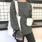 Striped Bell-sleeve Loose-fit Long-sleeve Top