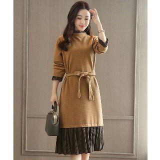 Contrast-trim Waist-tied Midi Dress