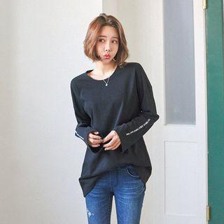 Round-neck Lettering-detail Top