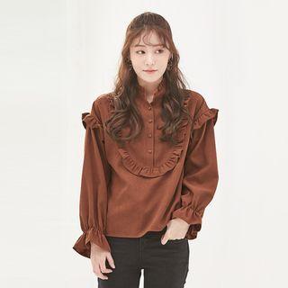 Half-placket Frilled-trim Blouse