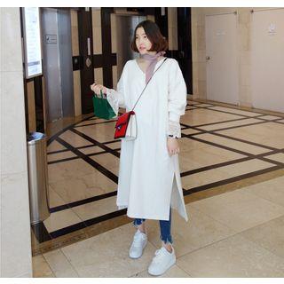 V-neck Layered-cuff Long Pullover Dress