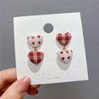 Heart Drop Earring 1 Pair - Drop Earring - Silver Pin - Love Heart - Gold - One Size