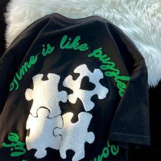 Elbow-sleeve Puzzle T-shirt