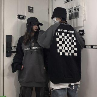 Lettering Raglan Sleeve Mock Neck Pullover