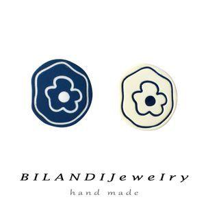 Flower Alloy Earring 1 Pr - Stud Earring - Blue - One Size