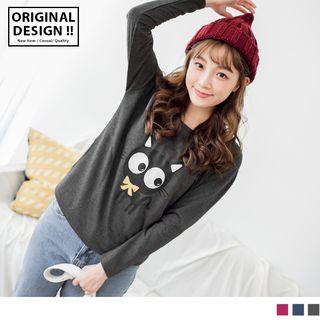 Long Sleeve Cat Print T-shirt