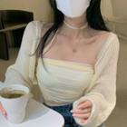 Strapless Mesh Top / Cardigan