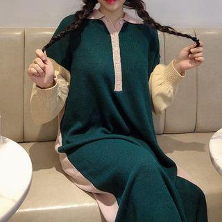 Color Block Sweater Dress As Shown In Figure - One Size