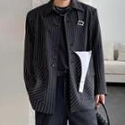 Pinstriped Button-up Jacket