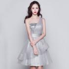 One-shoulder Sequined Mini Prom Dress