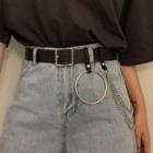 Faux Leather Layered Chained Belt Black - One Size