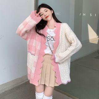 Gingham Panel Cardigan