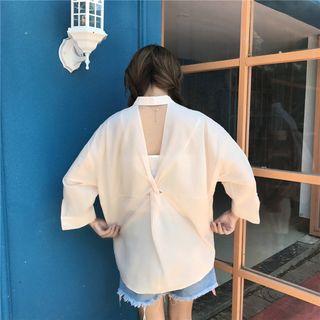 Open Back Stand Collar Shirt